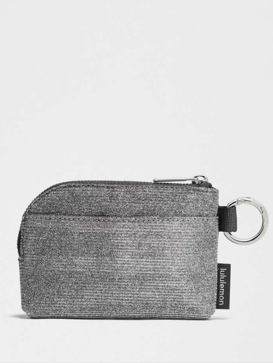 Lululemon Glitter Dark Silver Graphite Gray Clippable Card Pouch Wallet - Picture 5 of 8